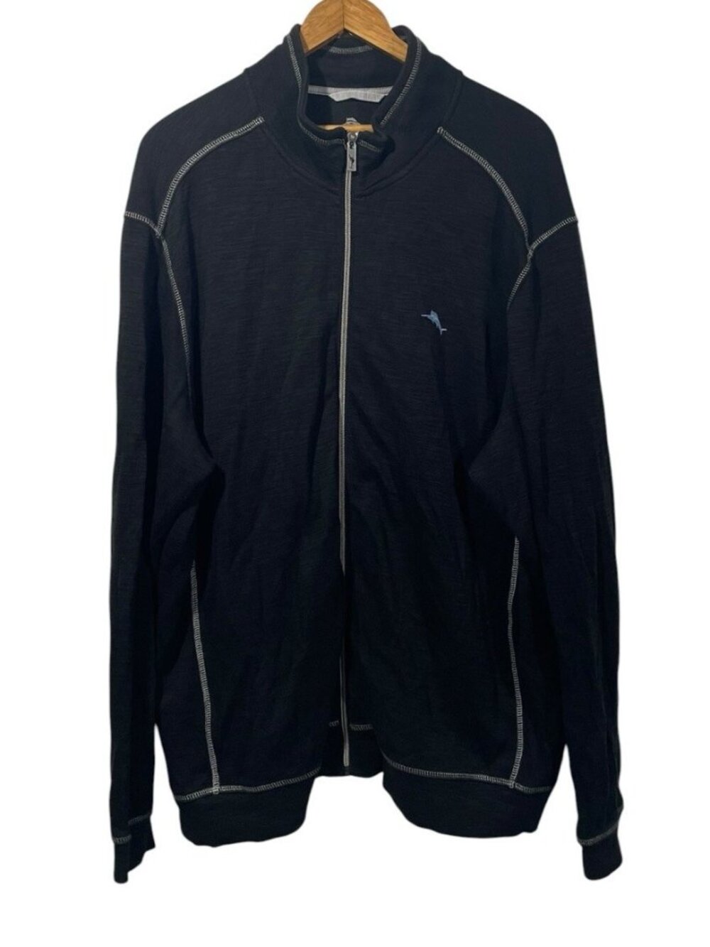 Tommy Bahama Mens Tobago Bay Full Zip Sweatshirt Jacket Black Sz XXL Pima Blend